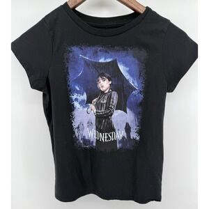 Wednesday Addams Netflix Series Black Graphic T-Shirt Kids Size XL 14/16